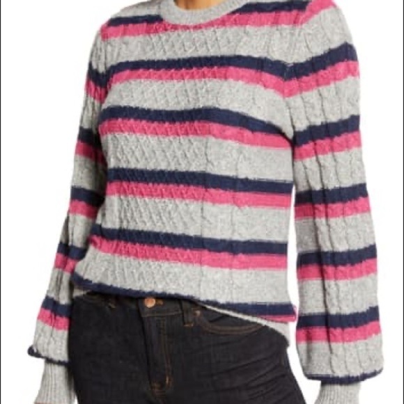 Halogen Atlantic Pacific NWOT Cable Stripe Sweater - Picture 1 of 8